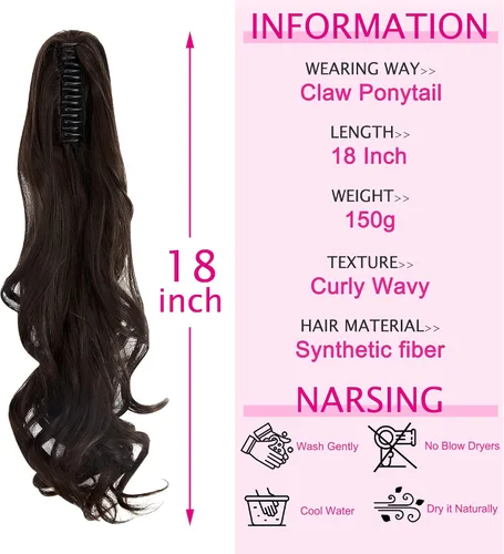 Miniatura 2 de Fut - Extensiones de pelo largo y lacio con broche, cola de caballo para mujer (21 pulgadas)