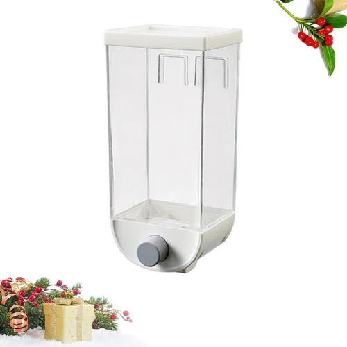 Miniatura 9 de Hemoton Contenedor de almacenamiento de granos de cocina montado en la pared, dispensador de cereales de plástico de 53 onzas con tapa hermética