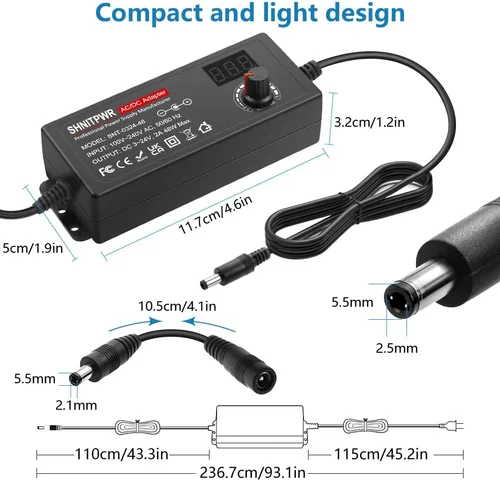 Miniatura 3 de SHNITPWR Adaptador universal de CA a CC 3V ~ 24V 2A 48W Fuente de alimentación conmutada 3V 5V 6V 9V 12V 15V 18V 19V 20V 24V 1A 1.5A 2 amperios