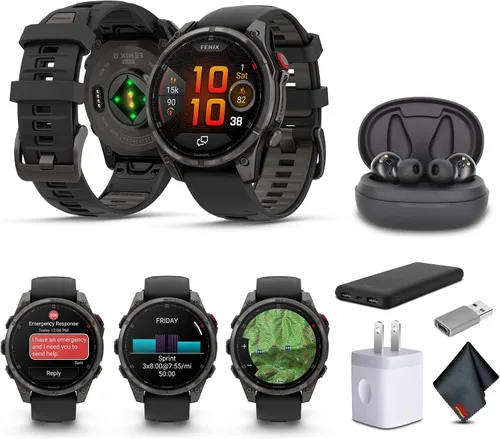 Garmin Fenix 8 Pro, 1.850 in, pantalla AMOLED, reloj inteligente GPS multideportivo conectado premium, tecnología inReach, zafiro, titanio DLC gris