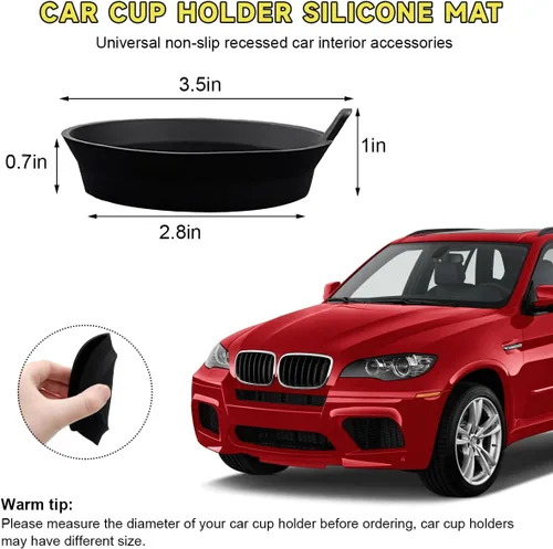 Miniatura 2 de Ohleats 2 unidades de posavasos para tazas de coche, 2.75 pulgadas de silicona antideslizante, portavasos para automóvil, universal, con ranura