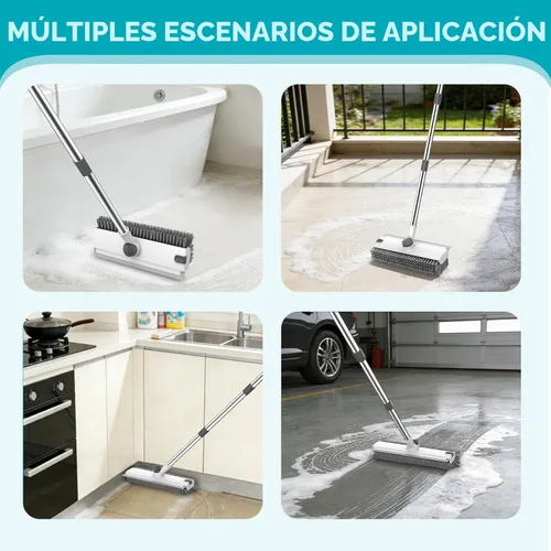 Miniatura 6 de SetSail Cepillo de limpieza de piso, cepillo 3 en 1 con mango largo ajustable de 54 pulgadas y raspador de cerdas rígidas de alta resistencia
