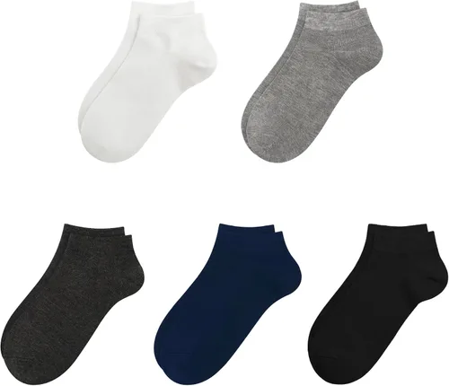 Miniatura 15 de SERISIMPLE Calcetines de bambú de viscosa para la escuela, calcetines de tobillo súper suaves para niños, puños elásticos, calcetines atléticos