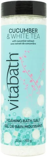 Vitabath Sales de baño espumosas de pepino y té blanco, aromaterapia relajante para el cuidado de la piel, para el cuidado de la piel, calmante y