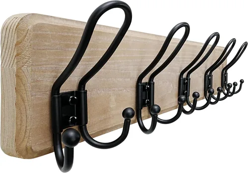 Miniatura 19 de Dseap Perchero de Pared Montado - Perchero Resistente de Granja Rústico de Pared con 5 Ganchos de Alambre para Ropa, Sombrero, Chaqueta, Toalla
