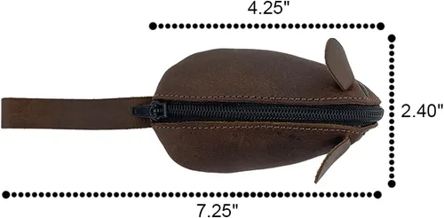 Miniatura 6 de Hide & Drink, Monedero de ratón de cuero rústico, bolsa de cambio, hecho a mano, Bourbon Marrón, Adulto