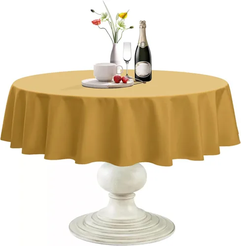 Miniatura 28 de Softalker Mantel Redondo, Impermeable y Resistente a las Manchas, Mantel de Tela Sin Arrugas, Lavable, Poliéster de 210GSM, Cubierta de Mesa