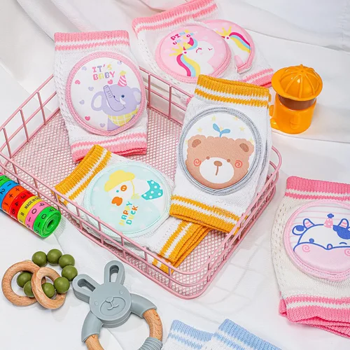 Miniatura 5 de Preboun 6 pares de rodilleras de bebé para gatear antideslizantes, protectores de rodilla transpirables para niños y niñas, 0-3 años de edad