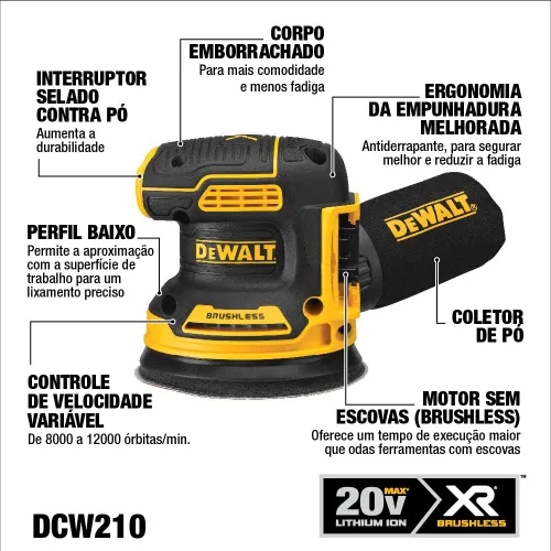 Miniatura 6 de DEWALT Paquete de sierra caladora de 20 V MAX (DCS335B) y lijadora orbital (DCW210B)