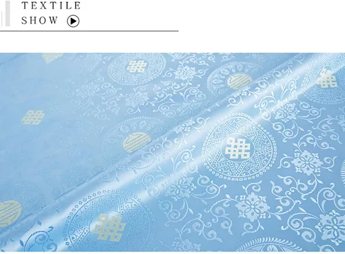 Miniatura 8 de BAWHO Mooie Jacquard Stof Elegant Licht Fel Kleur Patroon Ontwerp Bloem Ambachten Doek Voor Naaien Cheongsam Kostuums Damesjurken DamesjurkenBlauw75