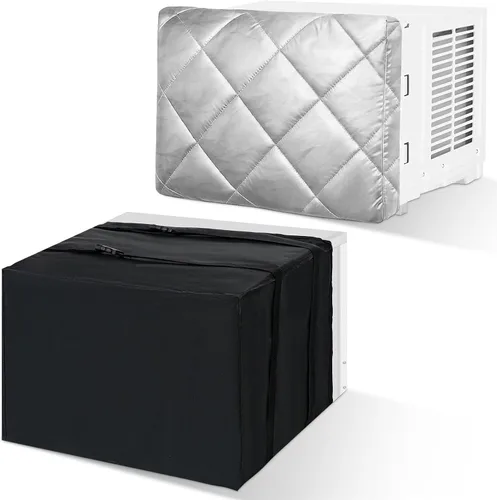 Miniatura 7 de 2 piezas de cubierta de aire acondicionado de ventana para interiores y exteriores, ajustable, impermeable, cubierta de aire acondicionado