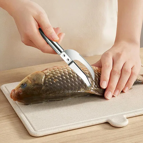 Miniatura 2 de Fauppt Herramienta de raspado de escamas de pescado, cuchillo multifunción de acero inoxidable para escamas de pescado, kit de limpieza de pescado