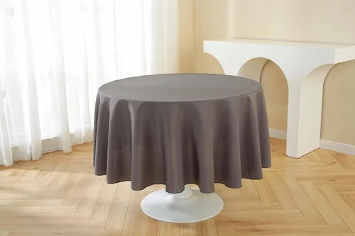 Miniatura 4 de Paquete de 2 Manteles Redondos de 120 Pulgadas de Carbón, Mantel de Poliéster Lavable para Uso en el Hogar, Fiestas, Bodas o Restaurantes.