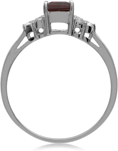 Miniatura 3 de Silvershake Anillo de compromiso de plata de ley 925 chapada en oro blanco o amarillo con piedra natal con forma octágona, de 0.276 x 0.197 in