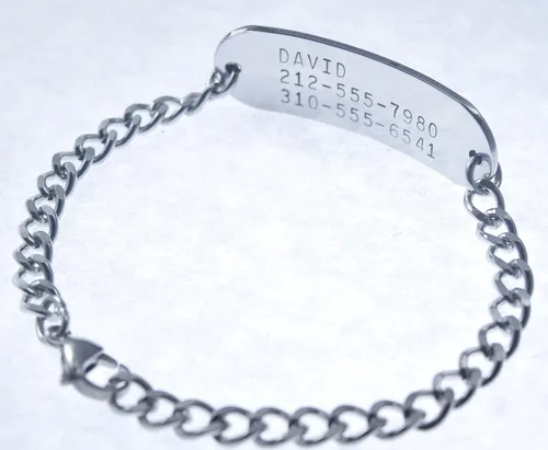 Miniatura 5 de Deep Stamped Personalizable, Plavix, pulsera de alerta médica, acero inoxidable, 8 pulgadas ajustable (incluye grabado gratis), Acero inoxidable