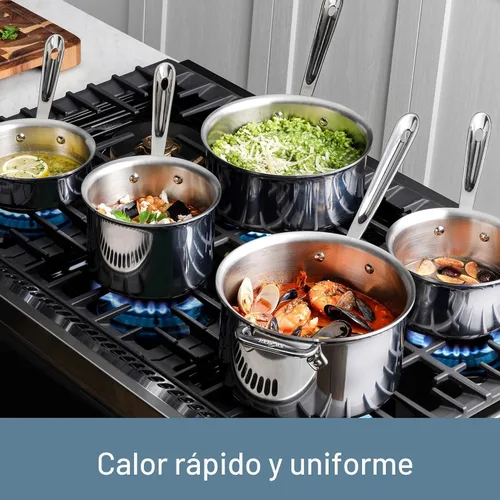 Miniatura 4 de All-Clad D3 - Cacerola de acero inoxidable de 3 capas con tapa, 3 cuartos, inducción, apta para horno y asador 600F, multiusos, compatible con todas