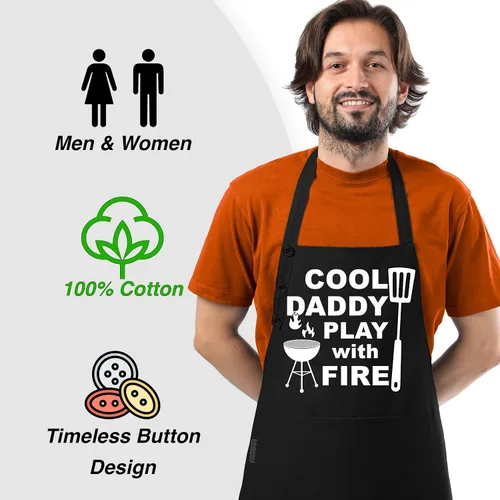 Miniatura 5 de TOSHE Delantal de Cocina Resistente a Gotas de Agua de Algodón con Delantales Ajustables para Mujer con Bolsillos 12 Opciones de Color Cocina Negro