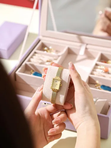Miniatura 9 de AOSIFIEL Joyero con cerradura para organizador de joyas de viaje con espejo para mujeres, adolescentes y niños, estuche de joyería para estudiantes