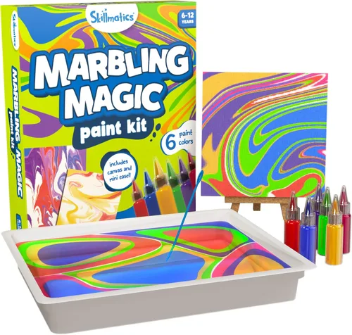 Miniatura 6 de Skillmatics Kit de pintura mágica de mármol para niños, actividades de arte y manualidades para niñas y niños, kit de mármol de agua, kits