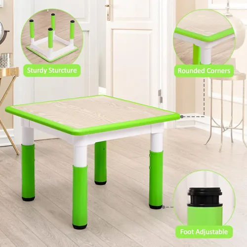 Miniatura 8 de Mesa y sillas para niños, mesa para niños de altura ajustable con juego de 4 sillas, mesas para niños de 2 a 10 años, escritorio de graffiti, mesa
