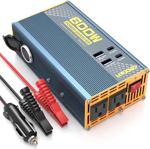 Miniatura 10 de Inversor de corriente de 300 W DC 12 V a 110 V Adaptador de CA con dos salidas de CA/2 puertos USB PD30W USB-C/2 QC18W/1 toma de encendedor