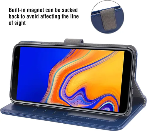 Miniatura 3 de Asuwish Compatible con Samsung Galaxy J4 Plus, protector de pantalla de vidrio templado y soporte de piel con tapa para tarjetas, accesorios