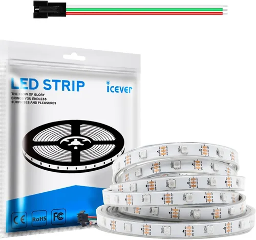 Miniatura 18 de Tira de luces LED WS2812B de 16.4 pies, 5 V, 150 LED RGB IC 5050SMD direccionables individuales – PCB blanco flexible IP30-30LEDs/m MagicRGB Dream