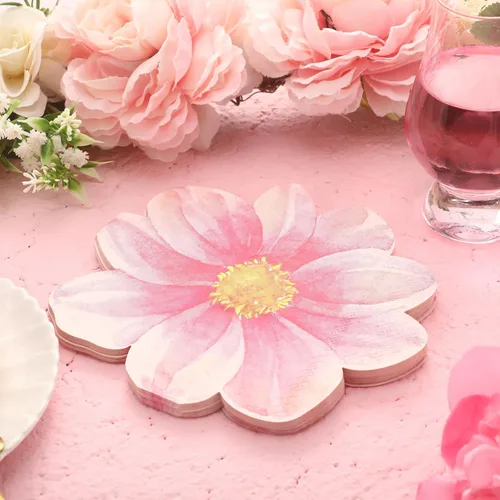 Miniatura 3 de Qilery 100 servilletas desechables en forma de flor, servilletas de papel florales de verano, vajilla decorativa de flores para boda, novia, baby