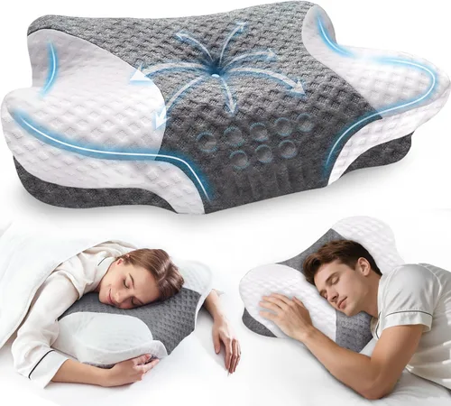 Miniatura 10 de Cervical Neck Pillows for Side Sleeper - 2 Pack Neck Pillows for Pain Relief Contour Memory Foam Pillows Ergonomic Neck Support - Adjustable