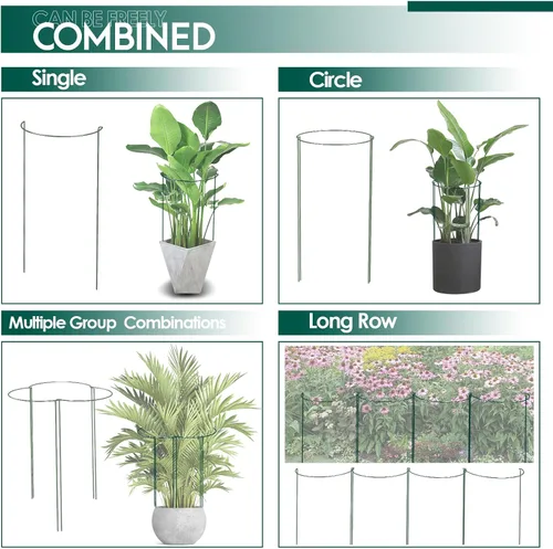 Miniatura 4 de Paquete de 10 estacas de soporte para plantas de 30 pulgadas, jaula de anillo de soporte de peonía semicircular resistente, estacas de metal