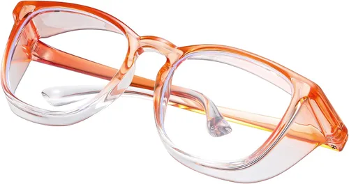 Miniatura 14 de Gafas de seguridad para enfermeras, gafas protectoras – Antivaho marco cuadrado elegante gafas transparentes para mujeres y hombres C16-negro Gery