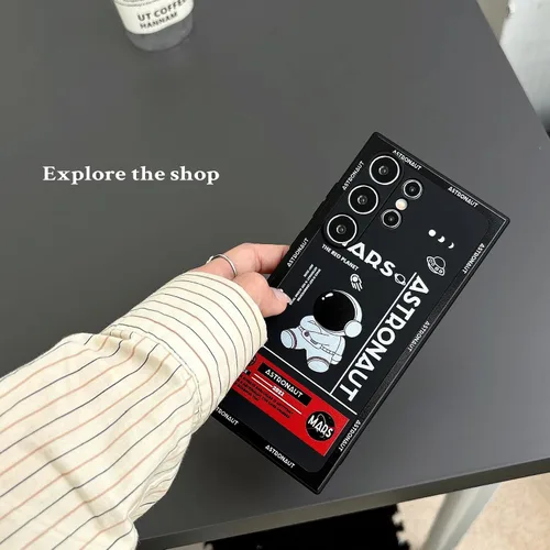 Miniatura 2 de Yonds Queen Funda Linda para Samsung Galaxy S22 Ultra, Diseño de Astronauta de Dibujos Animados Espacio Luna Cohete Cubierta Protectora Elegante