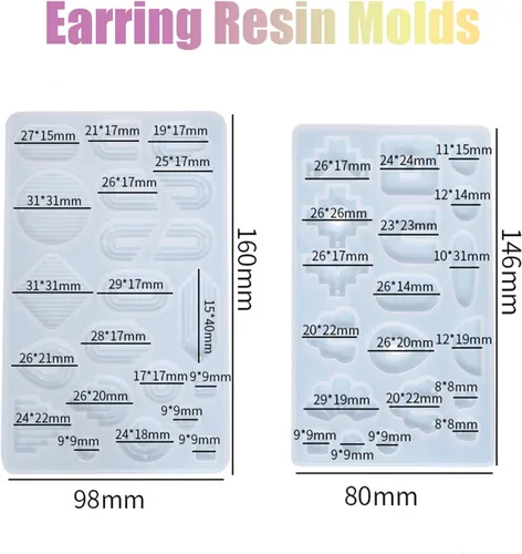 Moldes de joyería de resina, moldes de pendientes de silicona, moldes de silicona de fundición de colgantes de epoxi Hoja de resina, lágrima,
