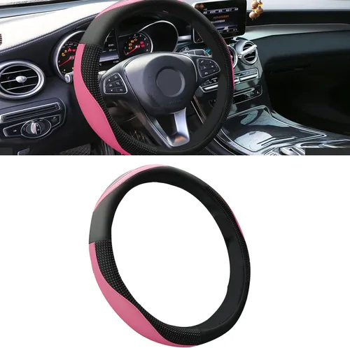 Miniatura 12 de Funda para volante de automóvil con círculo interior, protector de cuero mejorado de 15 pulgadas para hombres y mujeres, accesorios interiores