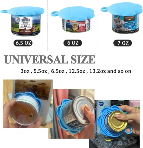 Miniatura 4 de Cuchara para latas de comida para gatos y 3 tapas de latas, bonitas fundas con forma de pata y abridor para alimentos húmedos, silicona universal