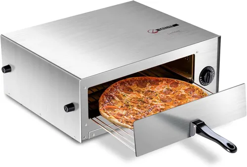 SIMOE Horno de pizza para interiores, horno de pizza de 1450 W para interiores con temporizador de 30 minutos, encimera eléctrica multifuncional con