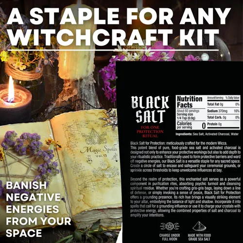 Miniatura 2 de Sal negra para rituales de protección y hechizos wiccanos, cristales de protección de energía negativa hechos a mano para brujería, bolsa de 2