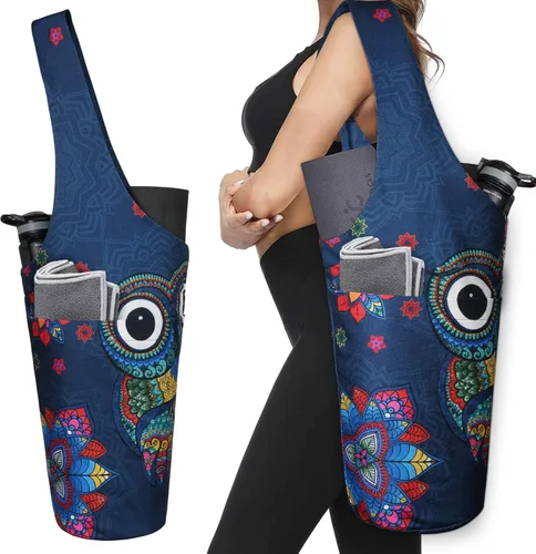 Miniatura 29 de Bolsa de esterilla de yoga impresa a la moda con bolsillo lateral grande y bolsillo con cremallera, bolsa larga de yoga que se adapta a la mayoría