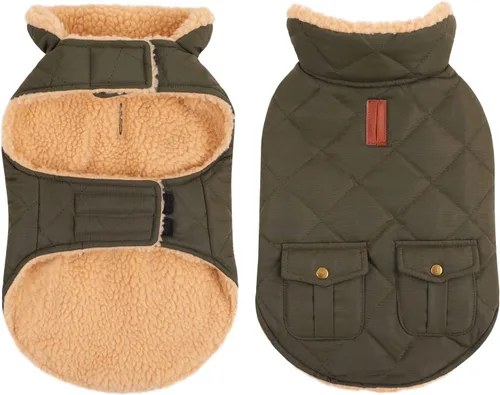 Miniatura 11 de Queenmore Abrigo de invierno para perro, chaqueta de vellón, ropa impermeable para perros para clima frío, acolchado de algodón grueso y cálido, Rosa