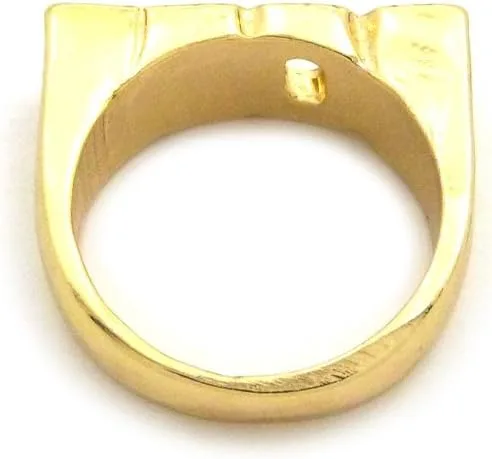 Miniatura 3 de NYFASHION101 Anillo de moda de hip-hop en tono dorado BOSS Stone Stud