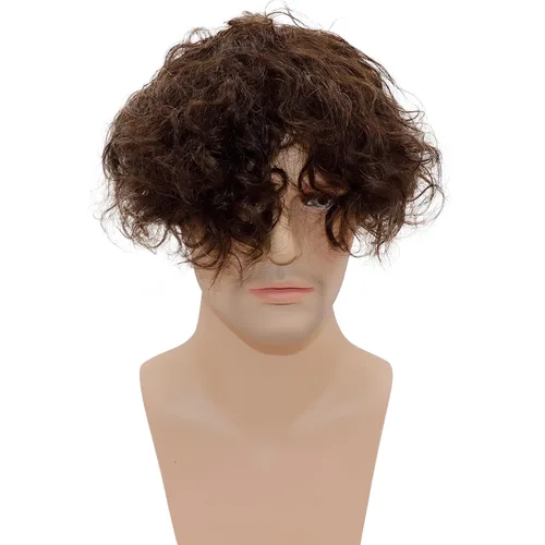 Miniatura 2 de Rizado Hombres Toupee - Sistemas de reemplazo de cabello humano para hombres, postizo de 0.787 in, rizado con bucle en V, pelucas de poliuretano