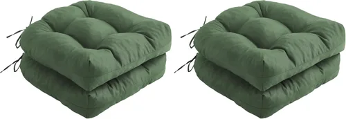 Miniatura 11 de IPYNBAP Juego de 2 cojines para sillas de exterior, cojines para sillas de patio con lazos, 17x17+4" cojines de asiento acolchados para exteriores