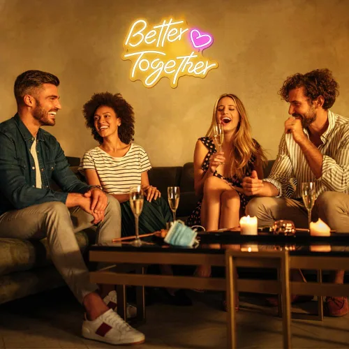 Miniatura 7 de Letreros de neón con texto en inglés «Better Together», «Arrinew LED», alimentado por USB, para decoración de pared del hogar, luces de neón