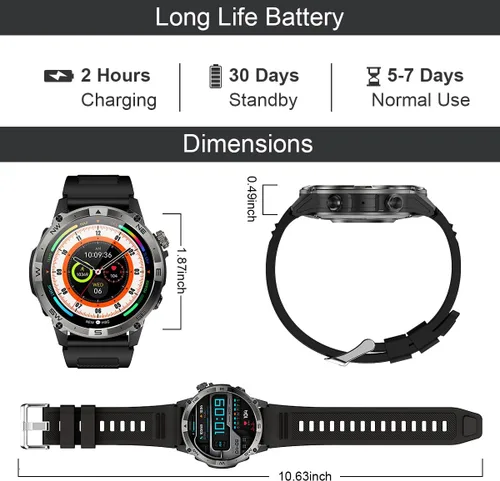 Miniatura 7 de Reloj inteligente para hombres y mujeres, rastreador de actividad física con GPS y brújula, pantalla AMOLED de 1.43 pulgadas, relojes de fitness