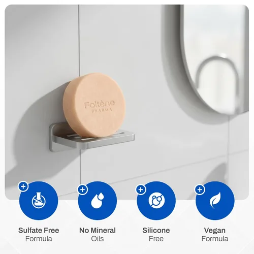 Miniatura 3 de Foltene PHARMA Champú sólido anticaspa – Barra de champú sólido contra la caspa para cuero cabelludo escamoso, picazón y seco – 97% de origen