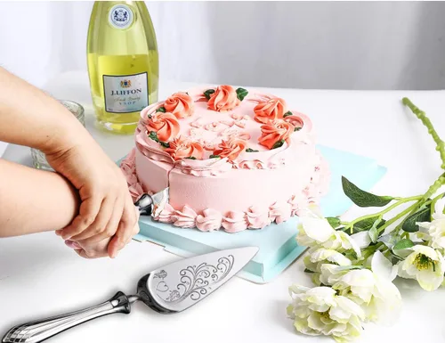 Miniatura 6 de Juego de cuchillo y servidor para tartas, juego de corte de pastel de acero inoxidable 18/10, juego de servir pastel de amor dulce perfecto