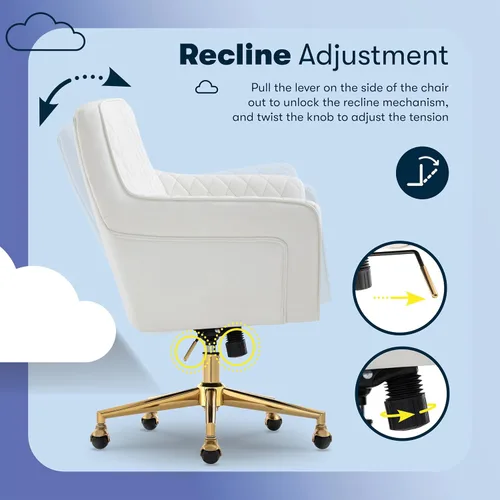 Miniatura 7 de Serta Ashleigh - Silla de oficina moderna, diseño acolchado de diamante, cojín de asiento de bobina de bolsillo, elegante sillón decorativo de Cuero