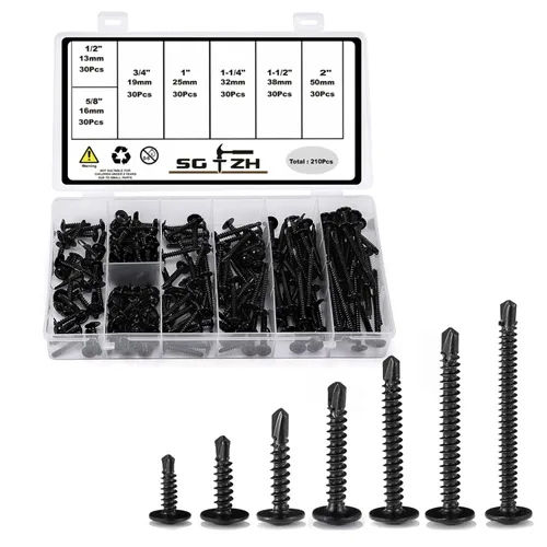 Miniatura 13 de Tornillos de chapa metálica #8 de 1-1/2 pulgadas, 100 tornillos de acero inoxidable 410 tornillos autorroscantes rápidos de cabeza de armadura