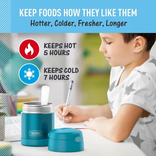 Miniatura 5 de THERMOS Funtainer - Tarro de alimentos aislado de 10 onzas, tarro de comida para niños con cuchara plegable, color negro
