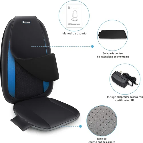 Miniatura 4 de COMFIER Shiatsu - Masajeador de espalda con calor, cojín de asiento de masaje de tejido profundo, almohadilla para silla de masaje para espalda